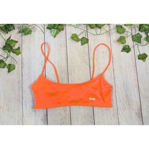 Triangl Women's BRIGHT NEON ORANGE Bikini Top Clasp Back Size XXSmall - Picture 1 of 6
